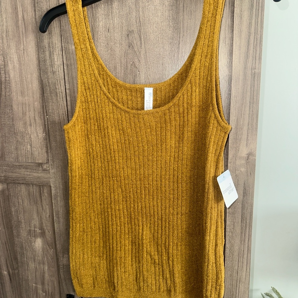 Mustard Ribbed Knit Tank Top